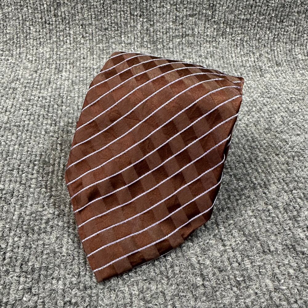 Giorgio Armani Men's Brown Silk Neck Tie Shadow Check Striped Texture Italy Made